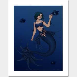 Crowntail Betta Mermaid Posters and Art